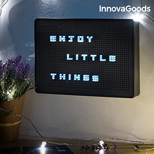InnovaGoods Pizarra Perforada para Insertar Letras LED, Negro