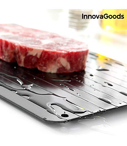 InnovaGoods Placa de Descongelación Rápida de Alimentos, Aleación de Metales, Negro, 35x1x20.5 cm