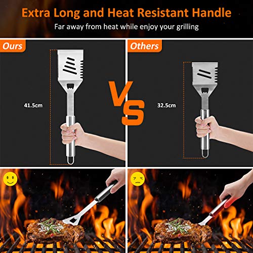 IREGRO Utensilios para Barbacoa Kit,21 Piezas Completas de Herramientas de Barbacoa de Acero Inoxidable con Estuche de Almacenamiento de Aluminio para Fiestas de Camping y Picnic
