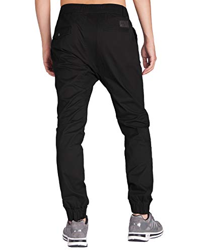 ITALY MORN Pantalón para Hombre Casual Chino Jogging Algodón (XS, Negro)