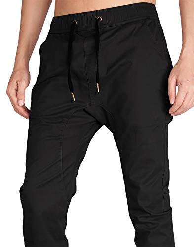 ITALY MORN Pantalón para Hombre Casual Chino Jogging Algodón (XS, Negro)