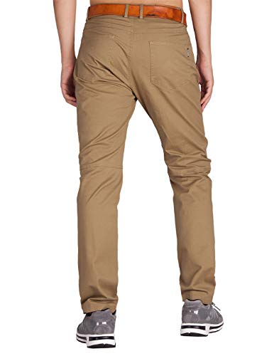 ITALY MORN Pantalones Chinos Trekking Hombres Baggy 5 Bolsillos (Caqui Oscuro, 36)