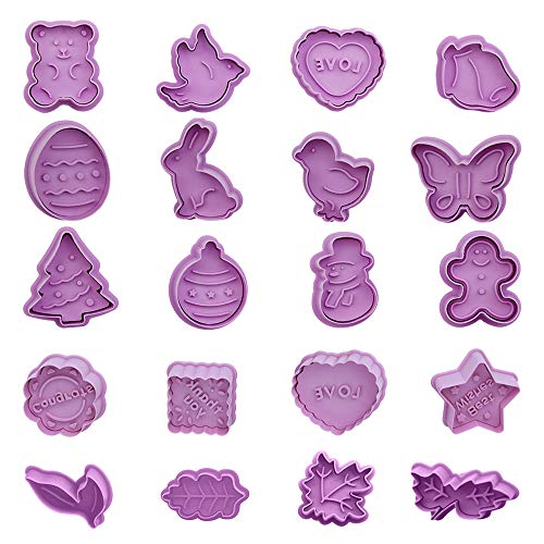 IWILCS Moldes para galletas, Moldes para galletas con expulsor, para Pascua, día de San Valentín, galletas de fondant, guirnaldas de Acción de Gracias(20pcs)