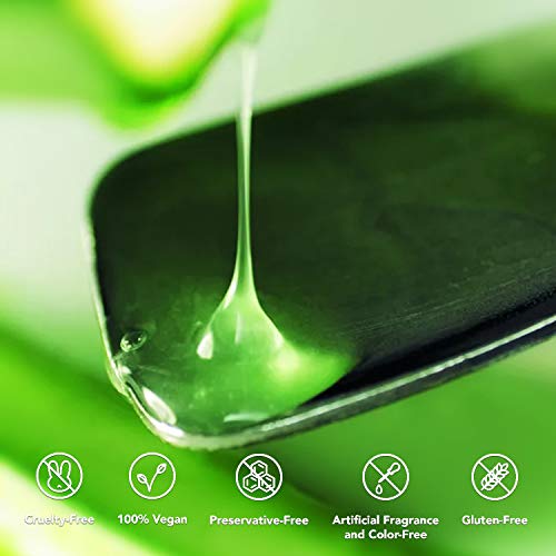 J TOHLO 2pcs Aloe Vera Gel -Puro Gel Calmante 100% Natural Para la Cara Crema idratante naturale calmante e nutriente Cabello Cuidado de las Cuerpo Para Pieles Secas y Quemadas Por el Sol-500ml