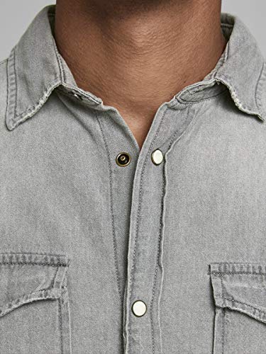 Jack & Jones Jjesheridan Shirt L/s Camisa Vaquera, Gris (Light Grey Denim Fit:Slim), X-Large para Hombre