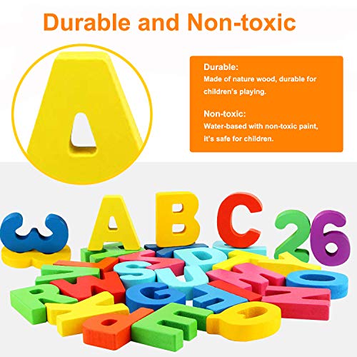 Jacootoys Puzzle de Madera Alfabeto y números Rompecabezas Juego de Mesa Aprendizaje Regalo Juguete Educativo para Niños