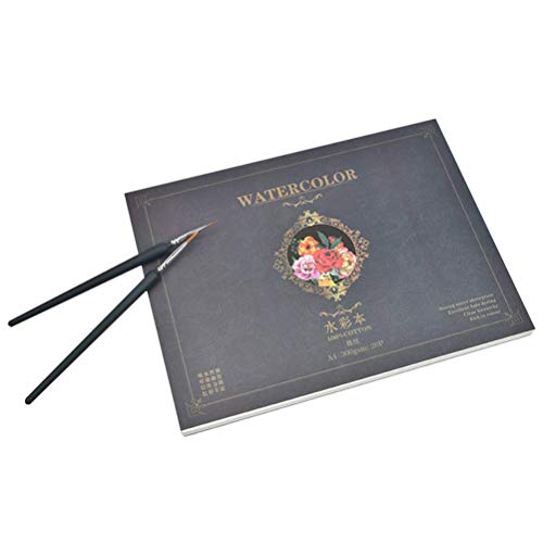 JAOMON Hojas de Papel de Acuarela para Dibujo Papel Blanco Impreso A4 de 300 g / m2, Hojas Ideales para Pintura al óleo y Acrílico, Pasteles, Artistas y Principiantes, con 2 Bolígrafos