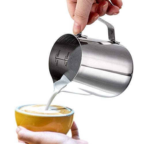 Jarra de leche, Dailyart Leche de acero inoxidable taza de leche espuma jarra de leche(350ml/12oz)