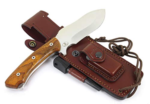 JEO-TEC Nº35 - Cuchillo de Bushcraft Campo Supervivencia Caza Monte Outdoor - Acero Inoxidble MOVA - HRC 56-58 - Fabricado en España