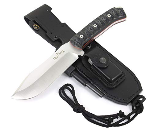 JEO-TEC Nº45 - Cuchillo de Supervivencia Bushcraft Caza Pesca Campo Monte Outdoor - Acero Inoxidble MOVA - HRC 56-58 - Micarta - Fabricado en España