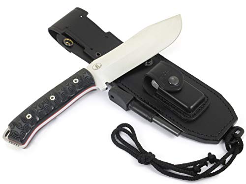 JEO-TEC Nº45 - Cuchillo de Supervivencia Bushcraft Caza Pesca Campo Monte Outdoor - Acero Inoxidble MOVA - HRC 56-58 - Micarta - Fabricado en España