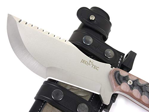 JEO-TEC Nº51 - Cuchillo de Bushcraft Campo Supervivencia Caza Monte Outdoor - Acero Inoxidble MOVA - HRC 56-58 - Fabricado en España