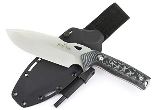 JEO-TEC Nº57 - Cuchillo de Bushcraft Campo Supervivencia Caza Monte Outdoor - Acero Inoxidble MOVA - HRC 56-58 - Fabricado en España