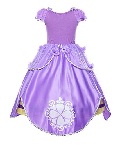 JerrisApparel Niña Disfraz de Princesa Sofía Tul Cumpleaños Partido Vestido (2 años, Morado)