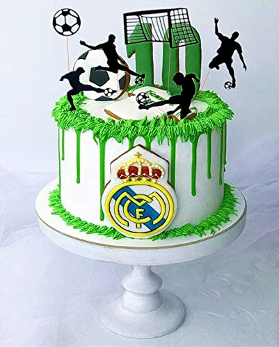 JeVenis - Juego de 24 adornos para cupcakes de fútbol, diseño de balón de fútbol, decoración para cupcakes