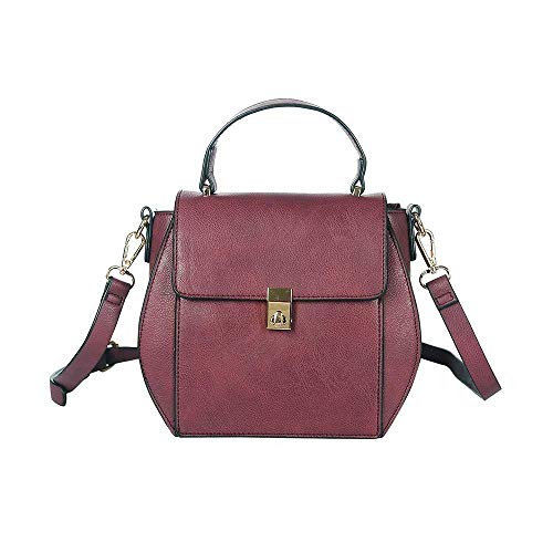 Jewelcity - Bolso de mano moderno forma hexágono para chica mujer (Tamaño Único) (Vino)