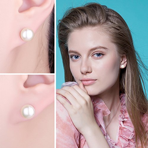 JewelryPalace Pendientes con Perla de agua dulce cultivada 6-10mm en plata de ley 925