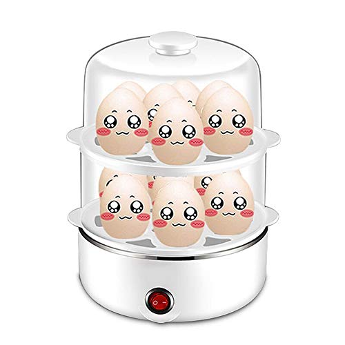 JHKGY Cocina De Huevo Rápida Eléctrica for For Hard Boiled, Escalfados, Revueltos, Tortillas, Verduras Al Vapor, Mariscos, Empanadillas Y Más 12 Capacidad con Función De Apagado Automático,White