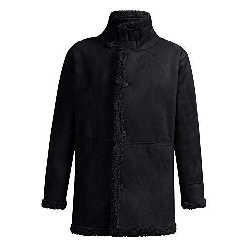 JiaMeng Chaqueta de Piel de Oveja de Invierno Abrigo de Lana cálida con Forro de imitación de Cordero de montaña Chaquetas Militar Cazadora para Hombre cálido Grueso Vintage