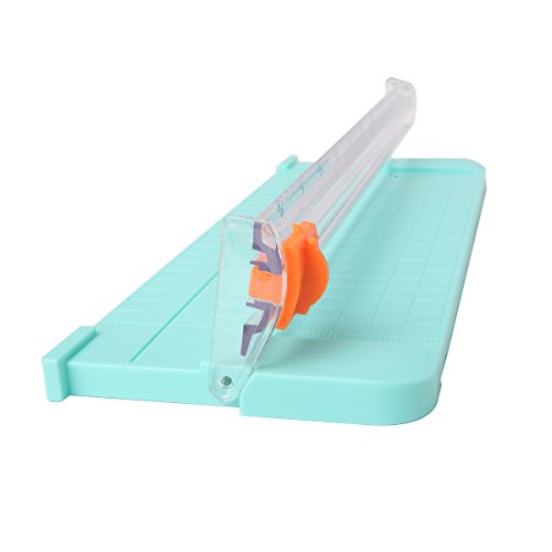 Jielisi Cortador Mini de Papel A5 Guillotinas de Papel 140g Portátil Cuchilla de Papel con Regla Plástica Transparente Desmontable, Herramienta de Corte para Uso de Papelería, Oficina, Estudio, Escuela, etc (Verde)