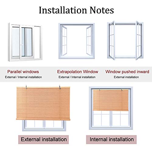 JLXJ Hogar y Cocina Persianas Enrollables De Bambú con Valencia, Interior Exterior Filtración De Luz Protección UV Sun Roller Shade para Patio Porche, Balcón (Color : B(W×H), Size : 60 × 110cm)