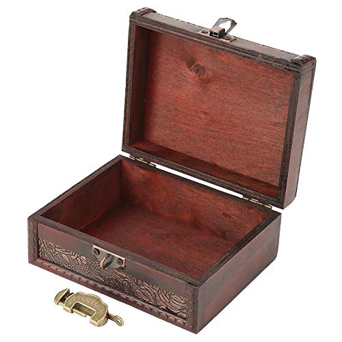Joyero de Madera, Retro Vintage Estilo Europeo Joyero de Madera Estuche de Almacenamiento de joyería Estuche de joyería Anillo Collar Organizador de Caja de Almacenamiento de Regalo