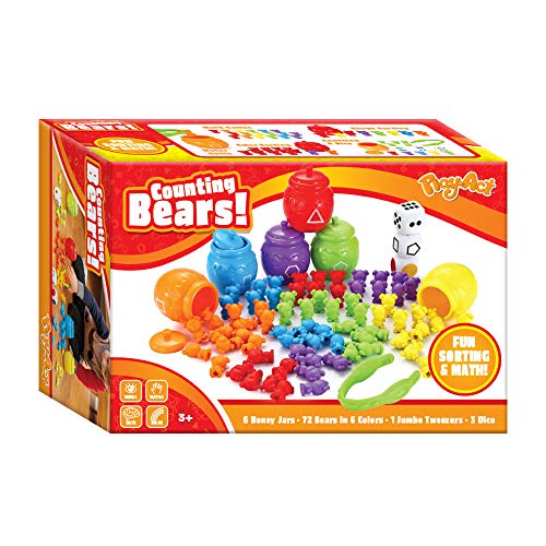 JOYIN Play-Act Infantil Juguetes Montessori 72pcs Osos Colores y 6 Latas de Abeja Juguetes Educativos