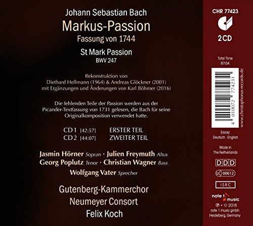 J.S.Bach: Pasion Segun San Marcos / Koch