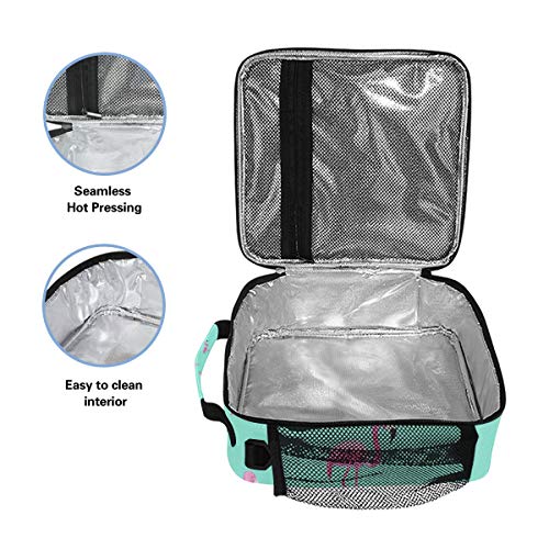 JSTEL Bolsa de almuerzo Tropic Rosa Flamingos Bolso de mano Fiambrera Recipiente de alimentos Gourmet Bento Coole Bolso enfriador bolsa caliente para viaje picnic escuela oficina