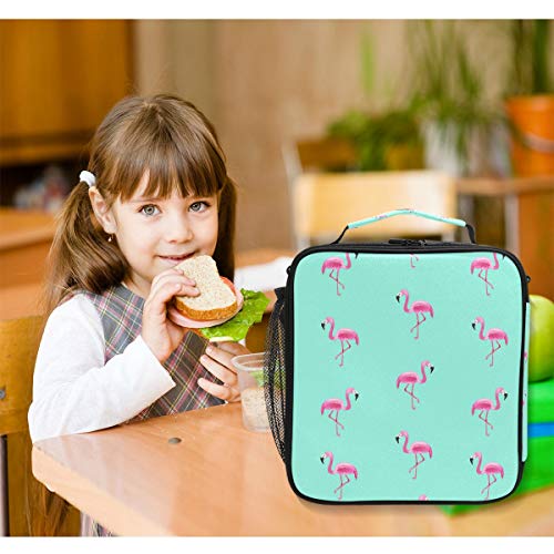 JSTEL Bolsa de almuerzo Tropic Rosa Flamingos Bolso de mano Fiambrera Recipiente de alimentos Gourmet Bento Coole Bolso enfriador bolsa caliente para viaje picnic escuela oficina