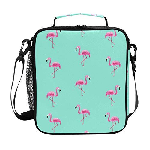 JSTEL Bolsa de almuerzo Tropic Rosa Flamingos Bolso de mano Fiambrera Recipiente de alimentos Gourmet Bento Coole Bolso enfriador bolsa caliente para viaje picnic escuela oficina