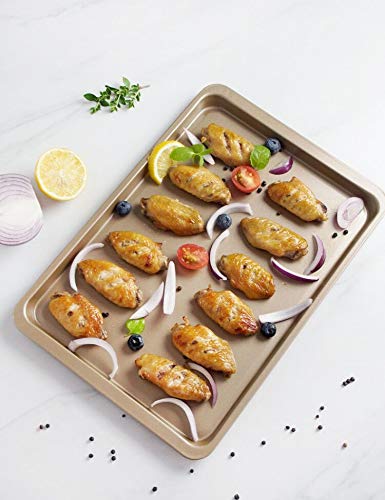 Juego de 2 Bandejas para Horno Antiadherentes de Acero al Carbono Bandejas Cocina para Asar Galletas Repostería Apto para Lavavajillas 37 x 25cm