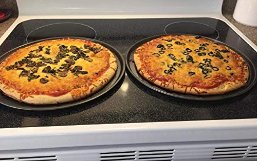 Juego de 2 bandejas para pizza (redondas, perforadas, antiadherentes, acero al carbono, 32 cm de diámetro)
