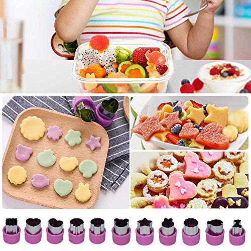 Juego de 20 moldes cortadores de frutas y verduras, de acero inoxidable, con forma de corazón, para hornear, herramientas decorativas