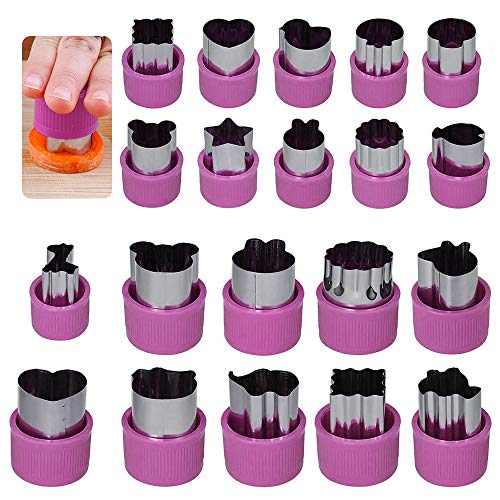 Juego de 20 moldes cortadores de frutas y verduras, de acero inoxidable, con forma de corazón, para hornear, herramientas decorativas