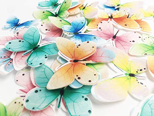 Juego de 30 adornos comestibles para cupcakes, diseño de mariposas, para bodas, cumpleaños, fiestas, decoración de alimentos, varios tamaños y colores a