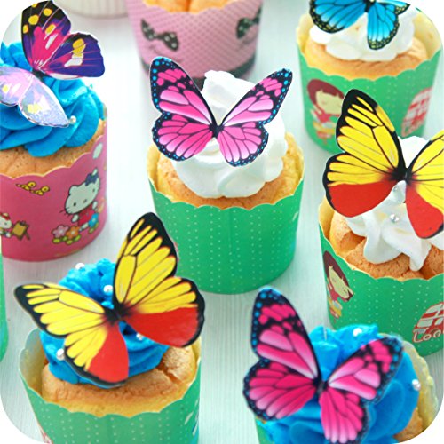 Juego de 40 adornos para tartas de mariposa GUGUJI con mousse de chocolate para decoración (4 patrones x 10)