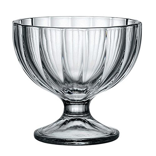 Juego de 6 cuencos de vidrio, para aperitivos y postre de helado, vidrio, Alaska Ribbed Design