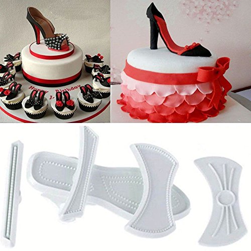 Juego de 9 moldes para fondant y pasteles, diseño de zapatos de tacón alto.