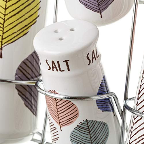 Juego de aceitera, vinagrera, salero y pimentero stoneware blanco exótico de 6x20 cm - LOLAhome