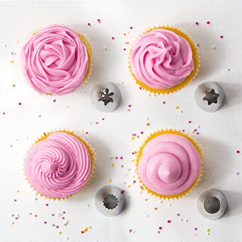 Juego de boquillas grandes de manga pastelera de acero inoxidable (formas 2D, 1M, 4B y 1A) para decorar dulces, tartas y cupcakes