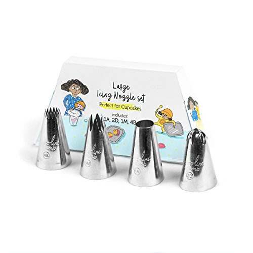 Juego de boquillas grandes de manga pastelera de acero inoxidable (formas 2D, 1M, 4B y 1A) para decorar dulces, tartas y cupcakes