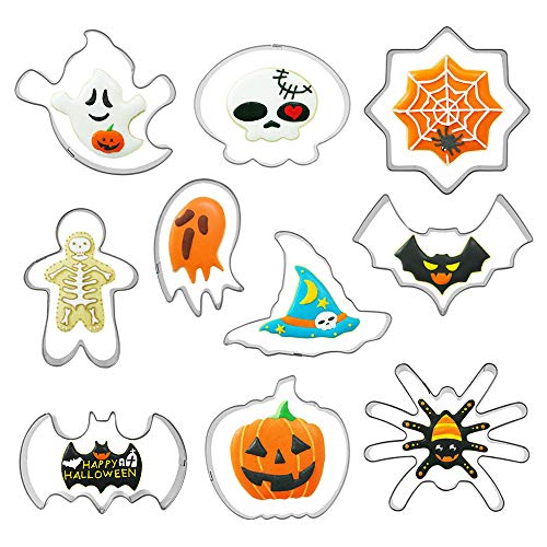 Juego de Cortador de Galletas de Halloween, 10 piezas Moldes para Galletas De Halloween Pastel De Galleta Galleta De La Torta Pasta De Azúcar Cortadores De La Torta para Fiesta de Halloween