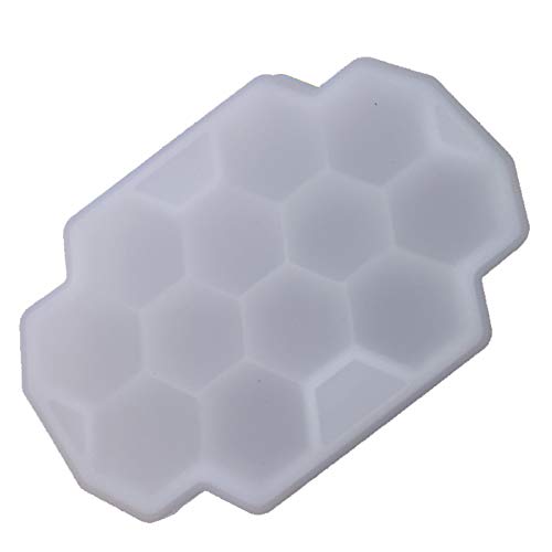 JUNGEN Bandeja de Hielo de Silicona Bandeja de Hielo con Tapa Molde de Hielo con Forma de Panal Molde de 12 Cubitos de Hielo para Whisky Agua Cóctel Bebida (Blanco)