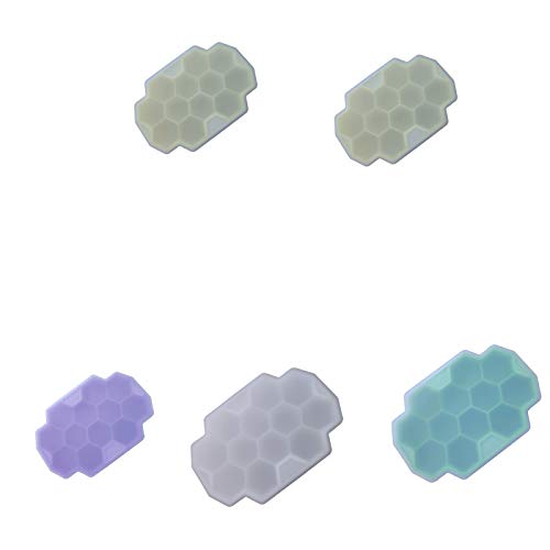 JUNGEN Bandeja de Hielo de Silicona Bandeja de Hielo con Tapa Molde de Hielo con Forma de Panal Molde de 12 Cubitos de Hielo para Whisky Agua Cóctel Bebida (Blanco)
