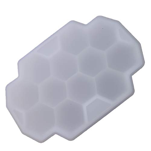 JUNGEN Bandeja de Hielo de Silicona Bandeja de Hielo con Tapa Molde de Hielo con Forma de Panal Molde de 12 Cubitos de Hielo para Whisky Agua Cóctel Bebida (Blanco)