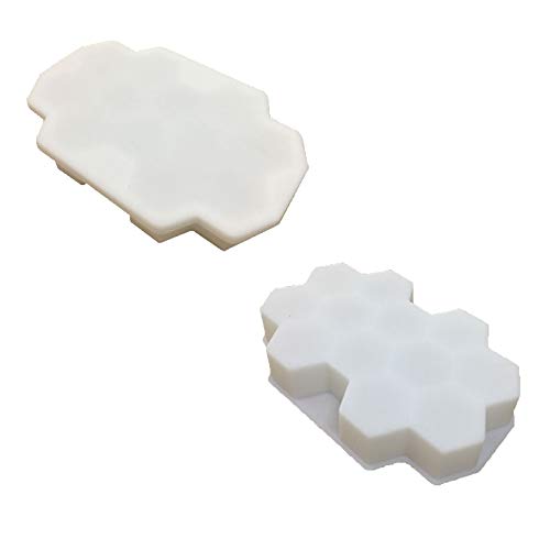 JUNGEN Bandeja de Hielo de Silicona Bandeja de Hielo con Tapa Molde de Hielo con Forma de Panal Molde de 12 Cubitos de Hielo para Whisky Agua Cóctel Bebida (Blanco)