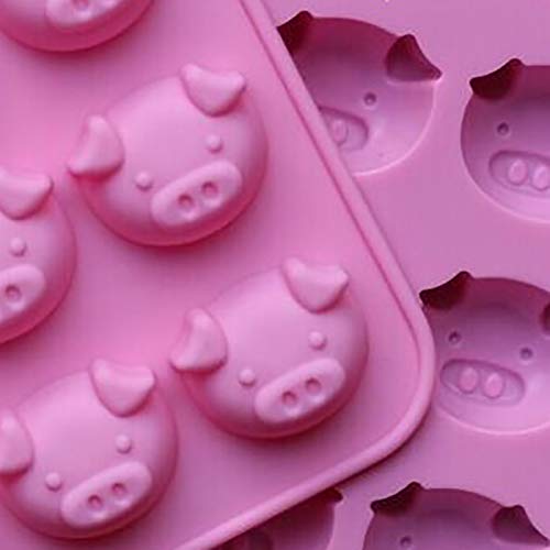 JUNGEN Bandeja de Hielo Molde de Silicona del Cerdo Molde de Bombones Molde de Galletas 16 Moldes de Cubitos de Hielo para Whisky Cóctel Cafe Bebida Fria Rosa