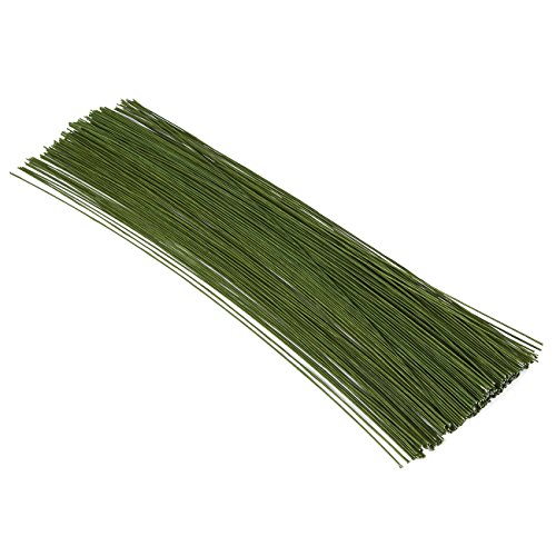 Juvale 200 piezas de alambre de tallo floral de 16 pulgadas calibre 19 para manualidades, suministros para hacer flores y arreglos floristas, color verde oscuro