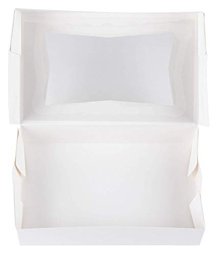 Juvale El cartón Blanco Ventana emergente Box - Pastel de pastelería y panadería con Las Cajas de Ventanas de plástico - (Paquete de 10) - 8 x 5.5 x 2 Pulgadas